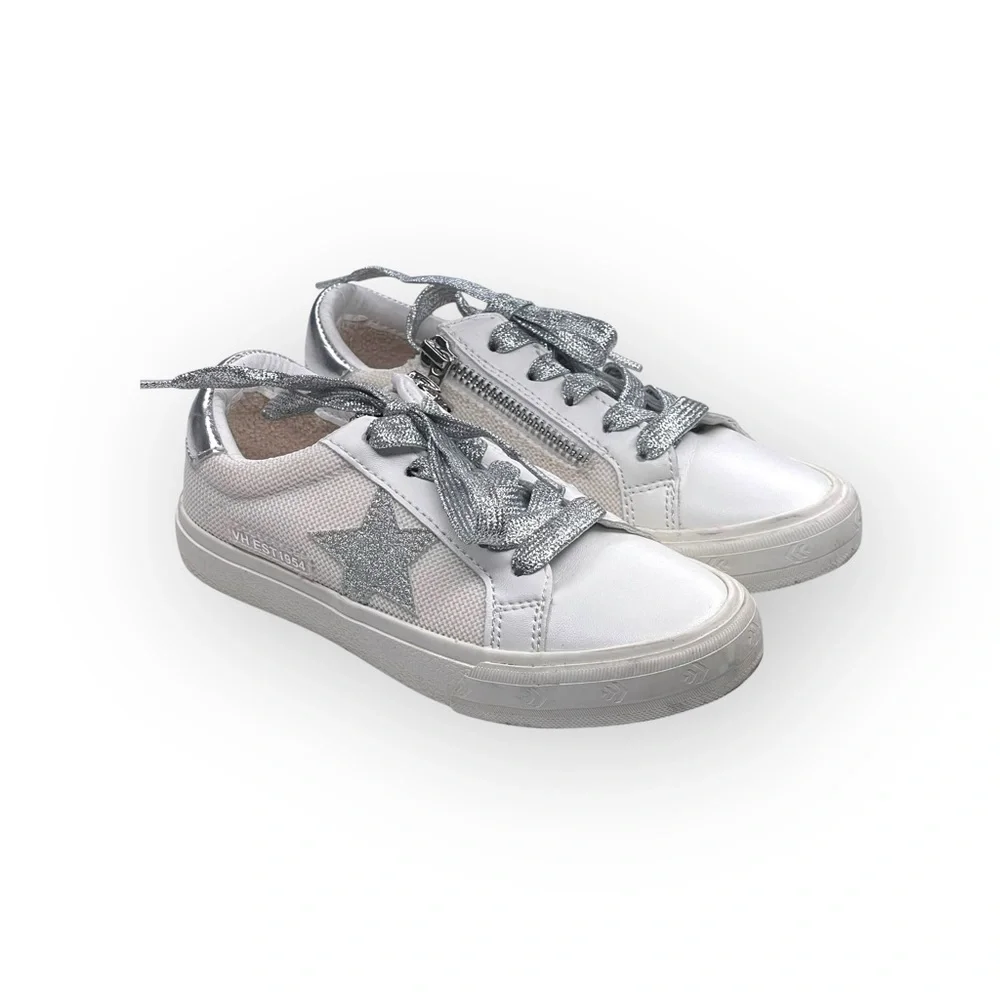 Vintage Havana 𖤐 Gita Star Sneakers 𖤐 Vegan Leather Silver Metallic Glitter 𖤐 12 - Picture 9 of 16